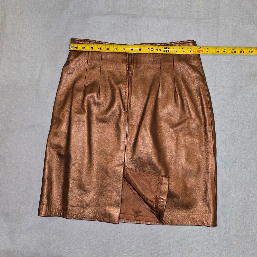 EVAN DAVIES WOMEN's Copper metallic GENUINE REAL LEATHER LINED SKIRT SIZE 14. - Picture 3 of 5